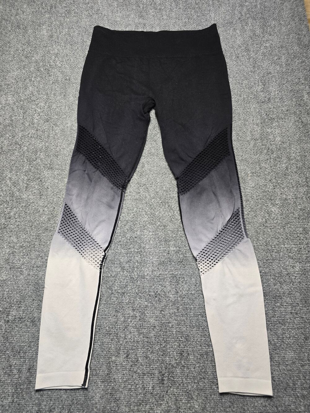 Forever 21 Active Leggings Womens M Black Gray Mesh Panel High Rise